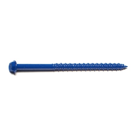 Midwest Fastener Masonry Screw, 3/16" Dia., Hex, 3 1/4 in L, Steel Blue Ruspert, 10 PK 63485
